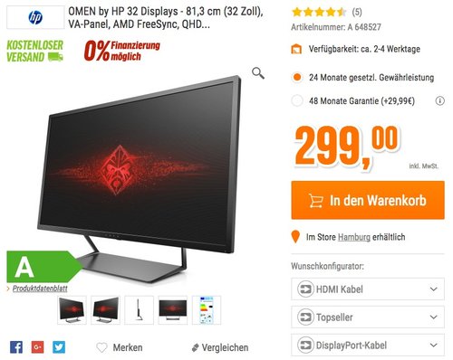 HP Omen W9S97AA 81,28 cm (32 zoll) Monitor - jetzt 25% billiger HP Omen W9S97AA 81,28 cm (32 zoll) Monitor - jetzt 25% billiger