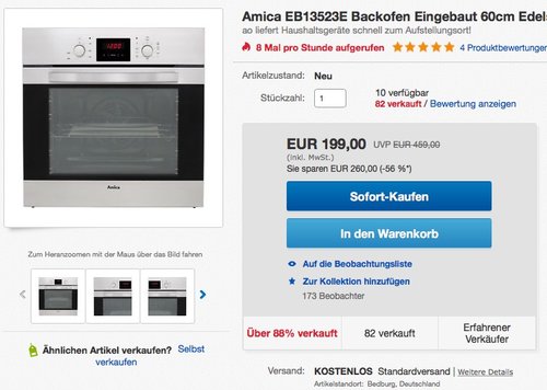 Amica EB 13523 E Backofen Elektro - jetzt 11% billiger