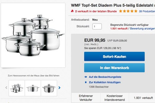 WMF Topf-Set Diadem Plus 5-teilig - jetzt 20% billiger