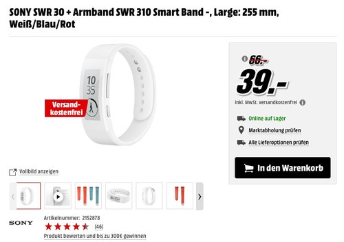 Sony Mobile SWR30 SmartBand Talk Fitness- und Aktivitätstracker - jetzt 38% billiger
