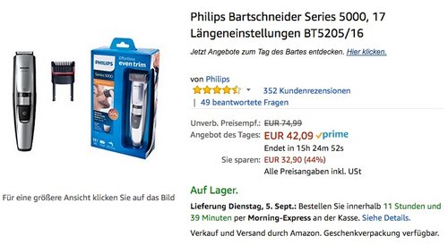 Philips Bartschneider BT5205/16 - jetzt 17% billiger Philips Bartschneider BT5205/16 - jetzt 17% billiger