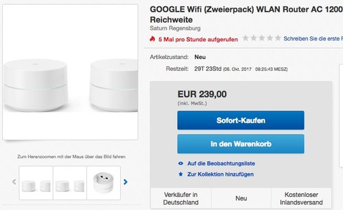 Google Wifi (Zweierpack) - jetzt 10% billiger Google Wifi (Zweierpack) - jetzt 10% billiger