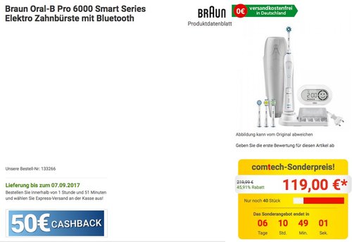 Braun Oral-B Pro 6000 Smart Series Elektro Zahnbürste - jetzt 15% billiger Braun Oral-B Pro 6000 Smart Series Elektro Zahnbürste - jetzt 15% billiger
