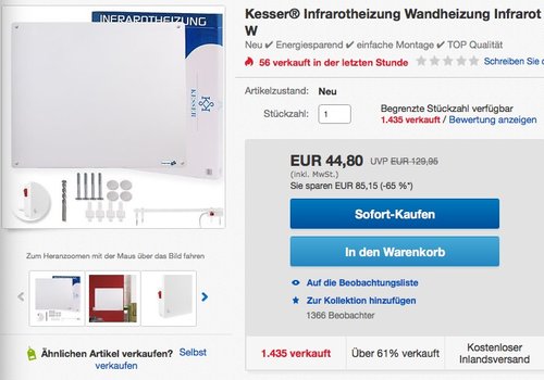 Kesser Infrarot Wandheizung Infrarotheizung Heizung Heizkörper Heizpaneel 550 W - jetzt 36% billiger Kesser Infrarot Wandheizung Infrarotheizung Heizung Heizkörper Heizpaneel 550 W - jetzt 36% billiger