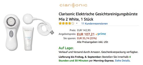 Clarisonic Elektrische Gesichtsreinigungsbürste Mia 2 White, 1 Stück - jetzt 25% billiger