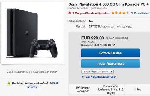 Sony PlayStation 4 (PS4) Slim 500GB - jetzt 19% billiger Sony PlayStation 4 (PS4) Slim 500GB - jetzt 19% billiger