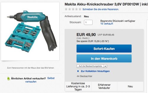 Makita DF001DW Schlagschrauber Kit 81 Zubehör - jetzt 27% billiger Makita DF001DW Schlagschrauber Kit 81 Zubehör - jetzt 27% billiger