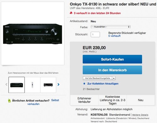 Onkyo TX-8130 Netzwerk-Stereo-Receiver (110W/Kanal, Phono, 384kHz/32-Bit DAC, Hi-Res Audio, Spotify, Deezer, DLNA, RDS) - jetzt 14% billiger Onkyo TX-8130 Netzwerk-Stereo-Receiver (110W/Kanal, Phono, 384kHz/32-Bit DAC, Hi-Res Audio, Spotify, Deezer, DLNA, RDS) - jetzt 14% billiger