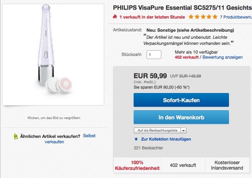 Philips Gesichtspflege Reinigung Gesichtsreinigungs-System SC 5275/11 - jetzt 54% billiger Philips Gesichtspflege Reinigung Gesichtsreinigungs-System SC 5275/11 - jetzt 54% billiger