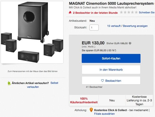 Magnat Cinemotion 5000 Lautsprechersystem - jetzt 33% billiger Magnat Cinemotion 5000 Lautsprechersystem - jetzt 33% billiger