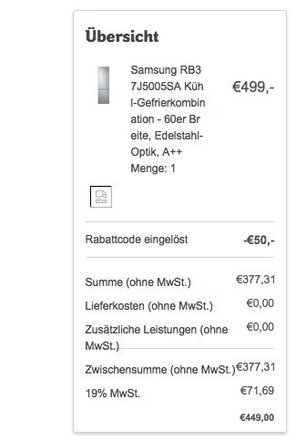 Samsung RB37J5005SA Kühl-Gefrierkombination - jetzt 31% billiger