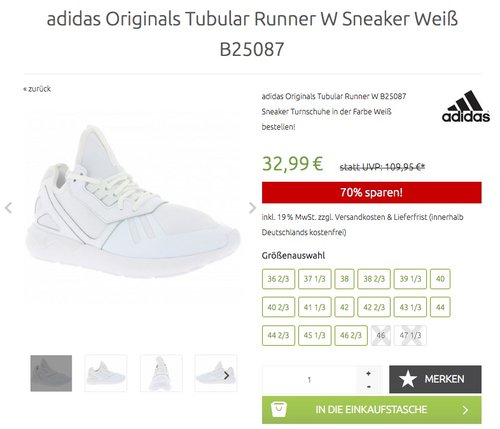 adidas Originals Tubular Runner W Sneaker Weiß B25087 - jetzt 25% billiger