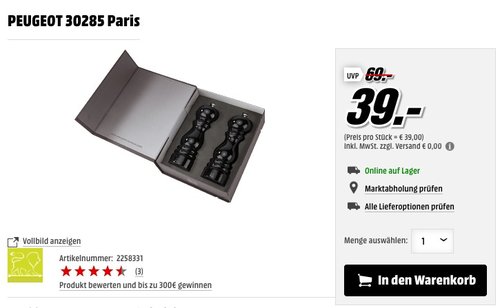 Peugeot 30285 Paris Coffret Pfeffermühlen Duo klassisch - jetzt 34% billiger Peugeot 30285 Paris Coffret Pfeffermühlen Duo klassisch - jetzt 34% billiger