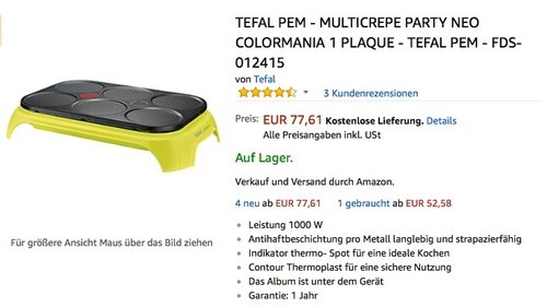 Tefal Pem - Multicrepe Party Neo  - jetzt 29% billiger Tefal Pem - Multicrepe Party Neo  - jetzt 29% billiger