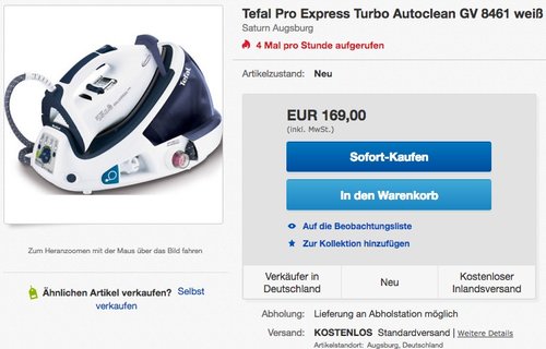 Tefal GV8461 Pro Express Turbo Autoclean Dampfbügelstation - jetzt 7% billiger Tefal GV8461 Pro Express Turbo Autoclean Dampfbügelstation - jetzt 7% billiger