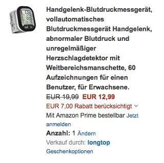 LiSmile Handgelenk-Blutdruckmessgerät - jetzt 35% billiger LiSmile Handgelenk-Blutdruckmessgerät - jetzt 35% billiger