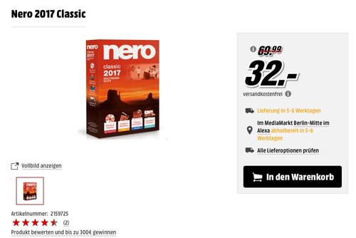 Nero 2017 Classic - jetzt 13% billiger Nero 2017 Classic - jetzt 13% billiger