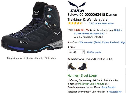Outdoor-Schuh Salewa MTN Trainer GTX Mid Women Schwarz (Carbon/River Blue 0790) - jetzt 31% billiger