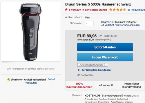 Braun Series 5 Elektrorasierer 5030s, schwarz/rot - jetzt 20% billiger Braun Series 5 Elektrorasierer 5030s, schwarz/rot - jetzt 20% billiger