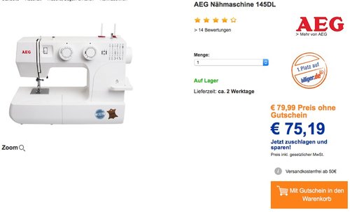 AEG Nähmaschine 145DL - jetzt 25% billiger