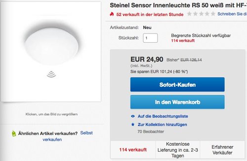 Steinel Sensor Innenleuchte RS 50 EEK: A - jetzt 68% billiger