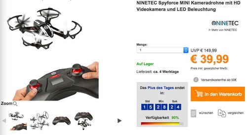NINETEC Spyforce1 Mini HD Video Kamera Drohne Quadrocopter - jetzt 36% billiger NINETEC Spyforce1 Mini HD Video Kamera Drohne Quadrocopter - jetzt 36% billiger