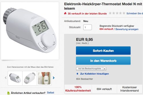 Heizkörperthermostat Model N - jetzt 16% billiger