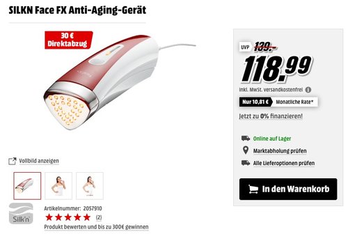 Silkn Anti-Aging Gerät, HF-Technologie für Hautverjüngung, FaceFX, Weiß/Rot - jetzt 25% billiger Silkn Anti-Aging Gerät, HF-Technologie für Hautverjüngung, FaceFX, Weiß/Rot - jetzt 25% billiger