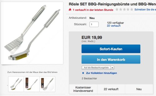 Rösle SET BBQ-Reinigungsbürste und BBQ-Wender Grillbesteck - jetzt 49% billiger