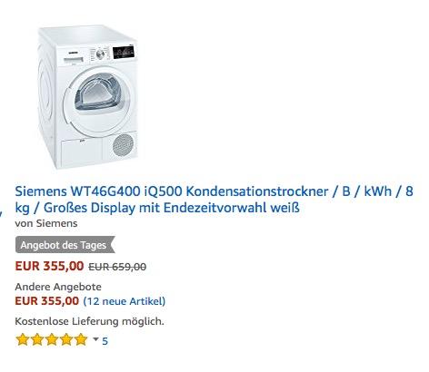 Siemens WT46G400 iQ500 Kondensationstrockner - jetzt 11% billiger Siemens WT46G400 iQ500 Kondensationstrockner - jetzt 11% billiger