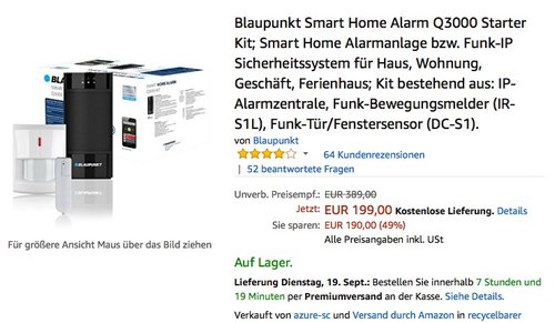 Blaupunkt Smart Home Alarm Q3000 Starter Kit - jetzt 33% billiger