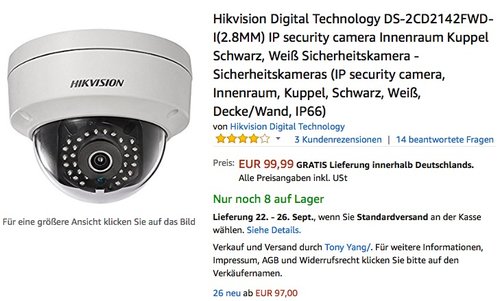 Hikvision Digital Technology DS-2CD2142FWD-I (2.8mm) - jetzt 28% billiger Hikvision Digital Technology DS-2CD2142FWD-I (2.8mm) - jetzt 28% billiger