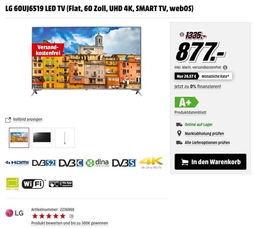 LG 60UJ6519 60 Zoll LED TV - jetzt 18% billiger LG 60UJ6519 60 Zoll LED TV - jetzt 18% billiger