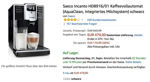 Saeco Incanto HD8916/01 Kaffeevollautomat  - jetzt 7% billiger