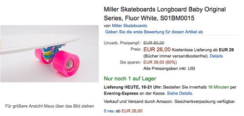 Miller Skateboards Longboard Baby Original Series - jetzt 38% billiger