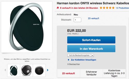 Harman/Kardon Onyx Lautsprechersystem - jetzt 26% billiger Harman/Kardon Onyx Lautsprechersystem - jetzt 26% billiger