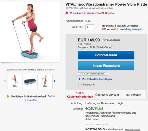 VITALmaxx Vibrationstrainer Power Vibro Plate  - jetzt 23% billiger