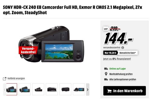 SONY HDR-CX 240 EB Camcorder Full HD - jetzt 18% billiger