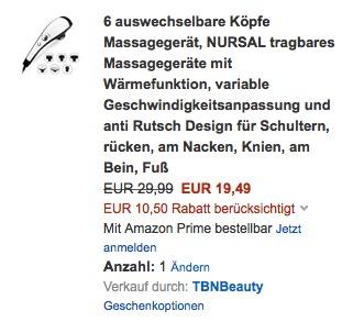 6 auswechselbare Köpfe Massagegerät, NURSAL tragbares Massagegeräte mit Wärmefunktion - jetzt 35% billiger