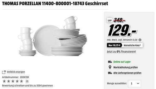 Thomas Trend Porzellan Weiss Set 30-tlg. - jetzt 24% billiger