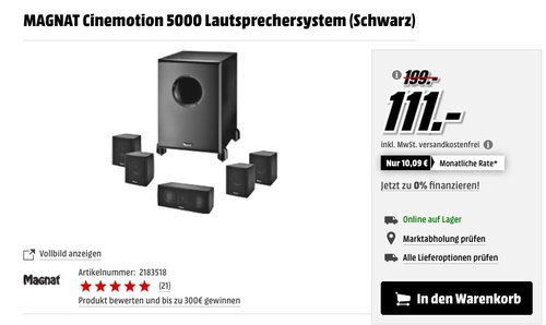 Magnat Cinemotion 5000 Lautsprechersystem - jetzt 40% billiger Magnat Cinemotion 5000 Lautsprechersystem - jetzt 40% billiger
