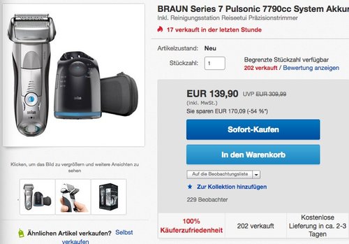 Braun Series 7790 CC Herrenrasierer - jetzt 13% billiger Braun Series 7790 CC Herrenrasierer - jetzt 13% billiger