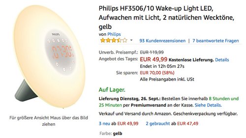 Philips HF3506/10 Wake-up Light - jetzt 23% billiger