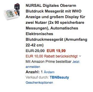NURSAL Digitales Oberarm Blutdruck Messgerät - jetzt 33% billiger NURSAL Digitales Oberarm Blutdruck Messgerät - jetzt 33% billiger