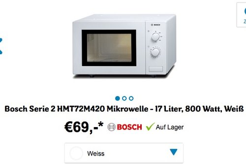 Bosch HMT72M420 Serie 4 Mikrowelle, 17 L, 800W - jetzt 12% billiger
