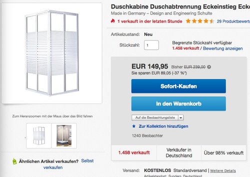 Schulte Duschkabine Sunny Eckeinstieg 2-teilig Echtglas - jetzt 25% billiger Schulte Duschkabine Sunny Eckeinstieg 2-teilig Echtglas - jetzt 25% billiger