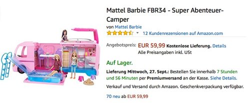 Mattel Barbie FBR34 - Super Abenteuer-Camper - jetzt 17% billiger Mattel Barbie FBR34 - Super Abenteuer-Camper - jetzt 17% billiger