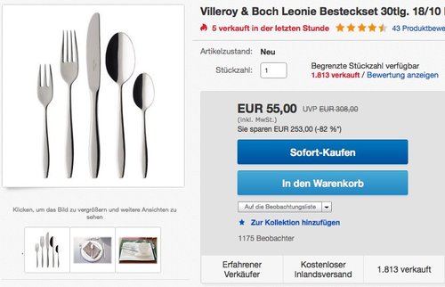 Villeroy & Boch Leonie 30tlg. Besteckset - jetzt 30% billiger