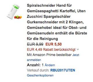 Spiralschneider Hand für Gemüsespaghetti  - jetzt 45% billiger
