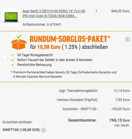 Acer Swift 3 (SF314-52-535U) 35,6 cm (14 Zoll Full-HD IPS) Ultrabook - jetzt 9% billiger Acer Swift 3 (SF314-52-535U) 35,6 cm (14 Zoll Full-HD IPS) Ultrabook - jetzt 9% billiger
